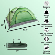 Load image into Gallery viewer, Dome Tent 3-4 Person - Green