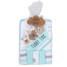 Load image into Gallery viewer, 6 Piece Hooded Bath Towel & Wash Cloth Baby Bath Sets - Puppy Tubby Theme