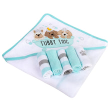 Load image into Gallery viewer, 6 Piece Hooded Bath Towel & Wash Cloth Baby Bath Sets - Puppy Tubby Theme