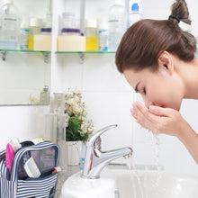 Load image into Gallery viewer, Travel Hanging Toiletry Bag - Navy Stripe