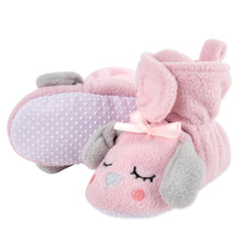 Load image into Gallery viewer, Fleece Baby Booties - Cozy Pink Puppy