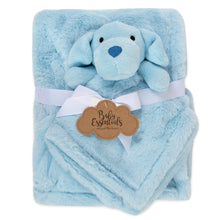Load image into Gallery viewer, Baby 2 Piece Set Fleece Blankets 36" x 30" & Snuggler - Blue Puppy