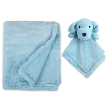 Load image into Gallery viewer, Baby 2 Piece Set Fleece Blankets 36" x 30" & Snuggler - Blue Puppy