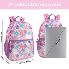 Load image into Gallery viewer, 17-Inch Printed Backpack with 8-Piece School Supplies Kit - Purple Floral