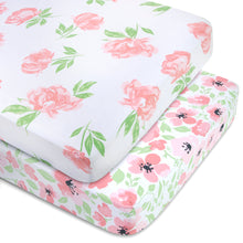 Load image into Gallery viewer, Baby Crib Mattress Fitted Sheets 2-Pack - Floral Pink