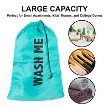 Load image into Gallery viewer, "Wash Me" Graphic Drawstring Laundry Bag 2-Pack - Turquoise