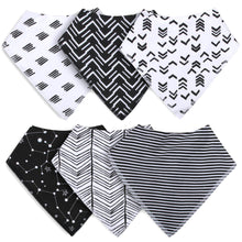 Load image into Gallery viewer, 6-Pack Baby Bandana Bibs - Black & White