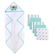 Load image into Gallery viewer, 6 Piece Hooded Bath Towel & Wash Cloth Baby Bath Sets - Puppy Tubby Theme