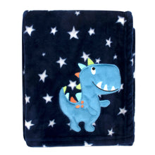 Load image into Gallery viewer, Baby Fleece Blankets 36" x 30" - Navy T-Rex