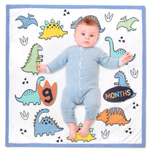 Load image into Gallery viewer, Photo Op Milestone Blanket - Blue Dinosaur