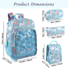 Load image into Gallery viewer, 17-Inch Unicorn Backpack & Lunch Bag with 14-Piece School Supply Kit