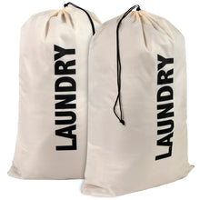 Load image into Gallery viewer, Wholesale "Laundry" Graphic Drawstring Laundry Bag 2-Pack - Beige