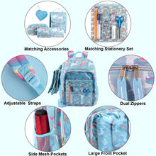 Load image into Gallery viewer, 17-Inch Unicorn Backpack & Lunch Bag with 14-Piece School Supply Kit