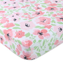 Load image into Gallery viewer, Baby Crib Mattress Fitted Sheets 2-Pack - Floral Pink
