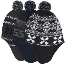 Load image into Gallery viewer, Adult Toboggan Winter Hat with Ear Flaps - 3 Prints