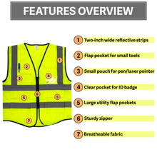 Load image into Gallery viewer, Deluxe Adult High Visibility Safety Vest With Clear ID Pocket