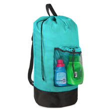 Load image into Gallery viewer, Laundry Bag Backpack with Front Mesh Pocket - Turquoise
