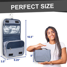 Load image into Gallery viewer, Travel Hanging Toiletry Bag - Navy Stripe