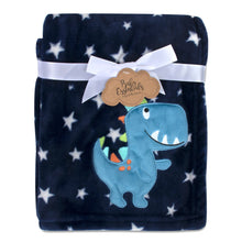 Load image into Gallery viewer, Baby Fleece Blankets 36" x 30" - Navy T-Rex