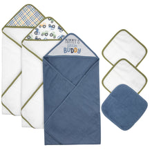 Load image into Gallery viewer, 6-pc. Baby Bath Set w/ Hooded Towel & Wash Cloths - Daddy's Little Buddy