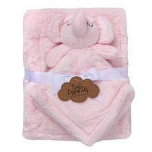 Load image into Gallery viewer, Baby 2 Piece Set Fleece Blankets 36" x 30" & Snuggler - Pink Elephant