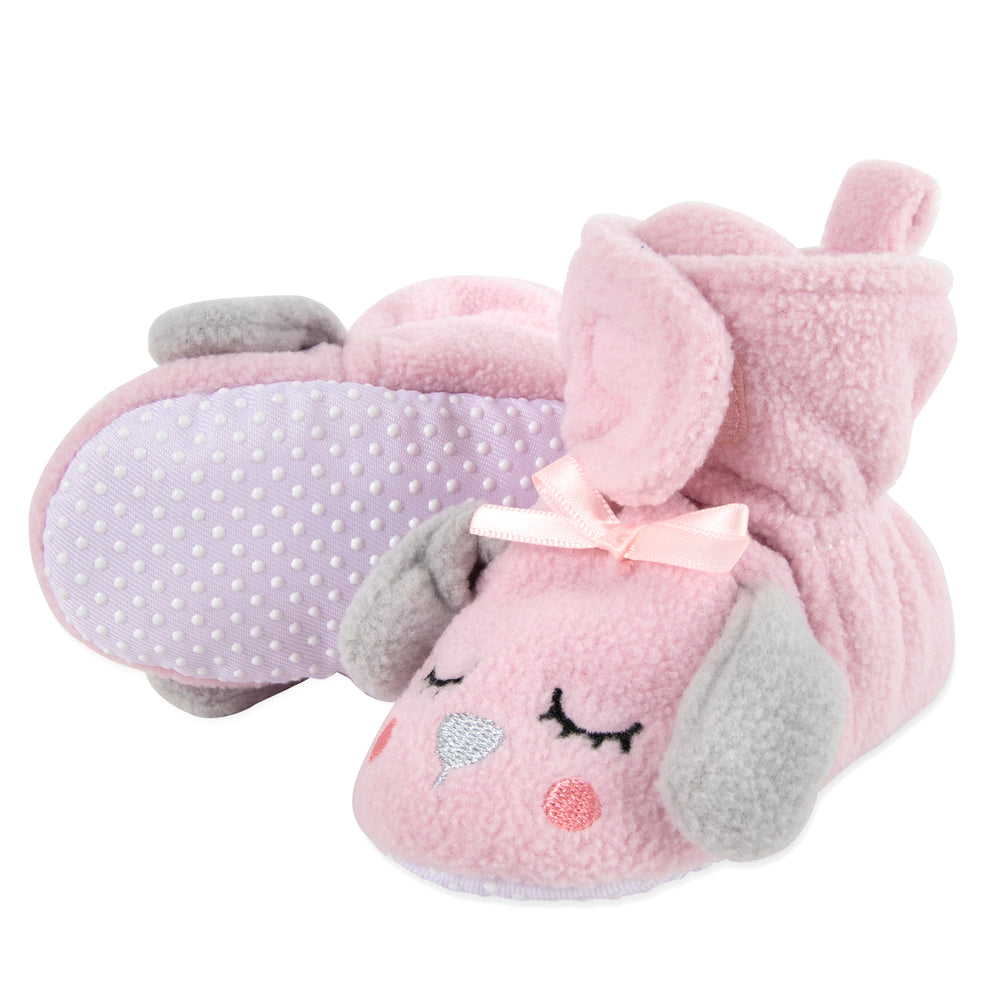 Fleece Baby Booties - Cozy Pink Puppy