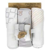 Load image into Gallery viewer, 6-Piece Baby Bath Set with Hooded Bath Towel &amp; Wash Cloth - Puppy Theme
