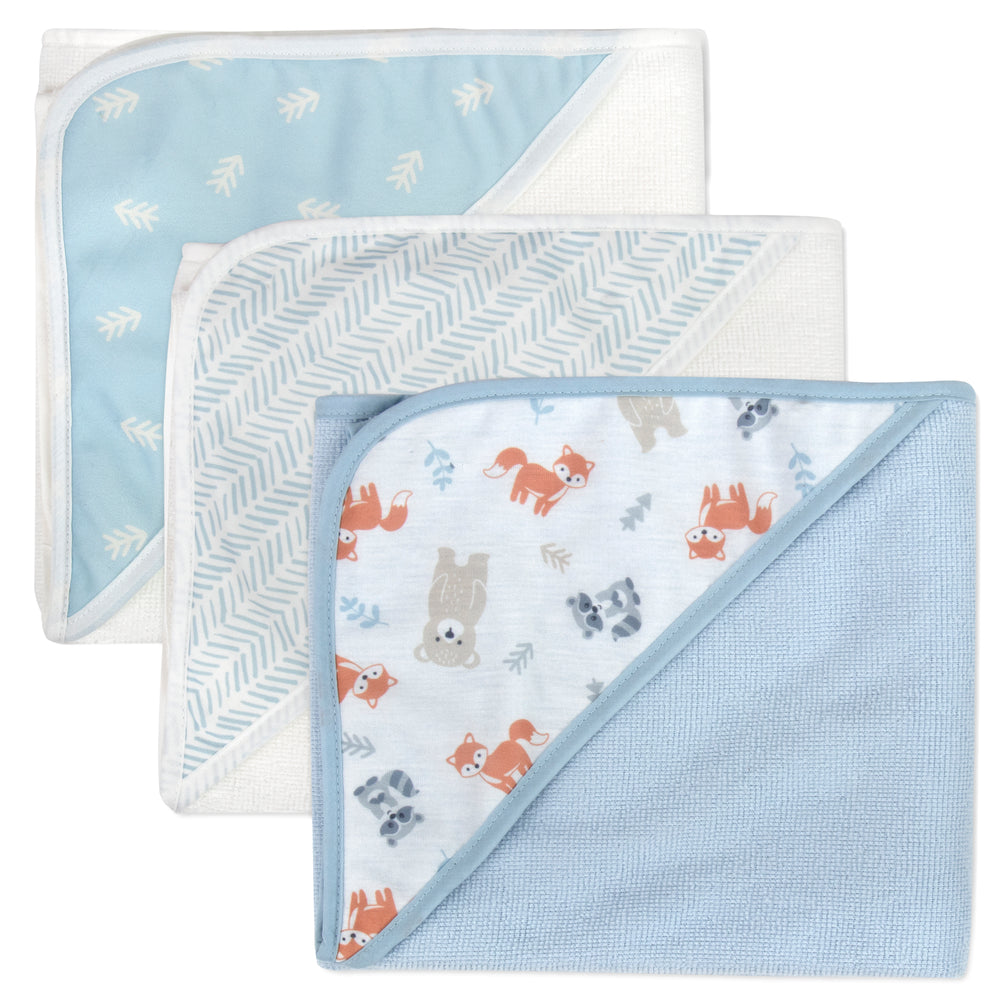 6-Piece Baby Bath Set with Hooded Bath Towel & Wash Cloth - Woodland Theme