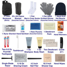 Load image into Gallery viewer, Warm Essential 24-piece Homeless Care Hygiene Kit with Backpack, Poncho, Socks
