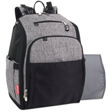 Load image into Gallery viewer, Fisher-Price Fastfinder Multi-Pocket Diaper Bag Backpack with Matching Changing Pad, Baby Wipes Dispenser Pocket, Insulated Bottle Pocket - Grey
