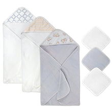 Load image into Gallery viewer, 6-Piece Baby Bath Set with Hooded Bath Towel &amp; Wash Cloth - Puppy Theme
