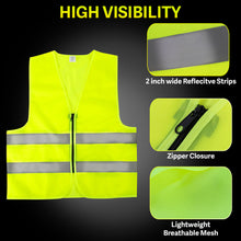 Load image into Gallery viewer, Adult Zippered High Visibility Safety Vest With Reflective Strips
