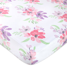 Load image into Gallery viewer, Baby Crib Mattress Fitted Sheets 2-Pack - Purple &amp; Pink Floral

