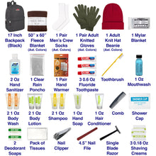 Load image into Gallery viewer, Warm Essential 34-Piece Homeless Care Hygiene Kit with Backpack, Poncho, Socks
