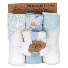Load image into Gallery viewer, 6-Piece Baby Bath Set with Hooded Bath Towel &amp; Wash Cloth - Woodland Theme
