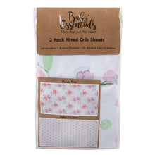 Load image into Gallery viewer, Baby Crib Mattress Fitted Sheets 2-Pack - Purple &amp; Pink Floral
