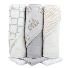 Load image into Gallery viewer, 6-Piece Baby Bath Set with Hooded Bath Towel &amp; Wash Cloth - Puppy Theme
