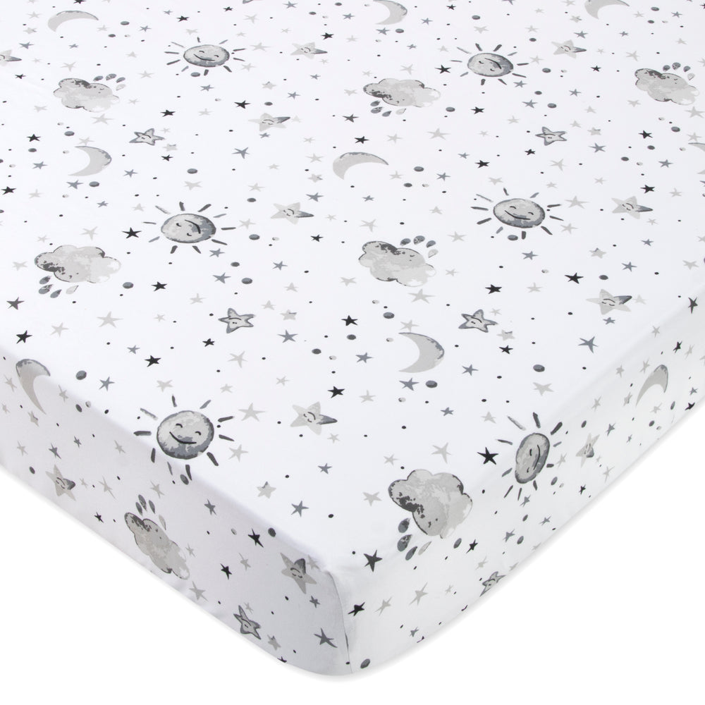 Baby Crib Mattress Fitted Sheets 2-Pack - Grey Sky